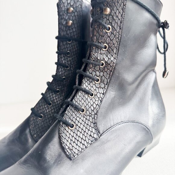 Emmedieci Buttery Soft Black Leather Antique Style Booties w Wool Lining 38.5 - Picture 7 of 8